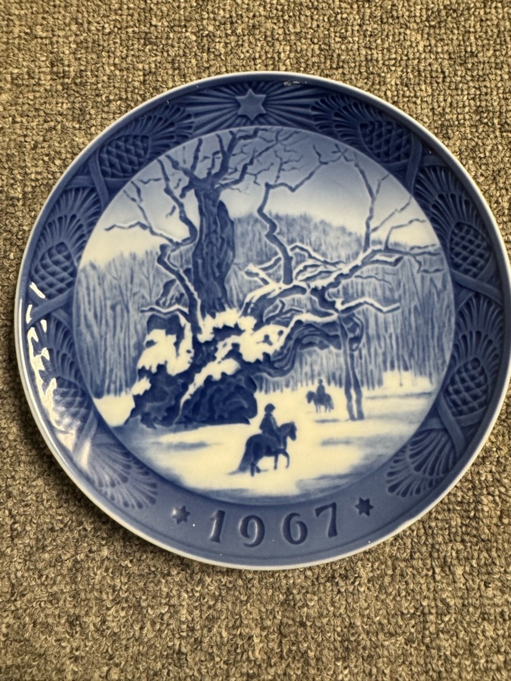 Royal Copenhagen Blue and White 1967 Commemorative Wall Plate